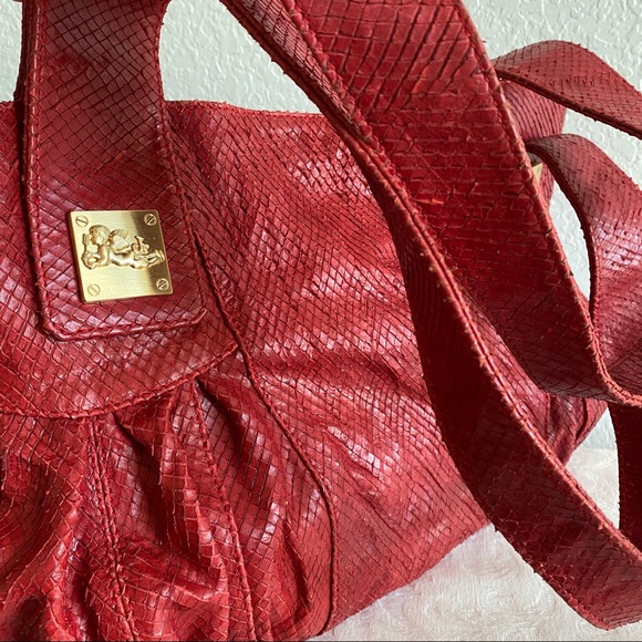 Jenrigo red python snakeskin bag - Picture 7 of 11